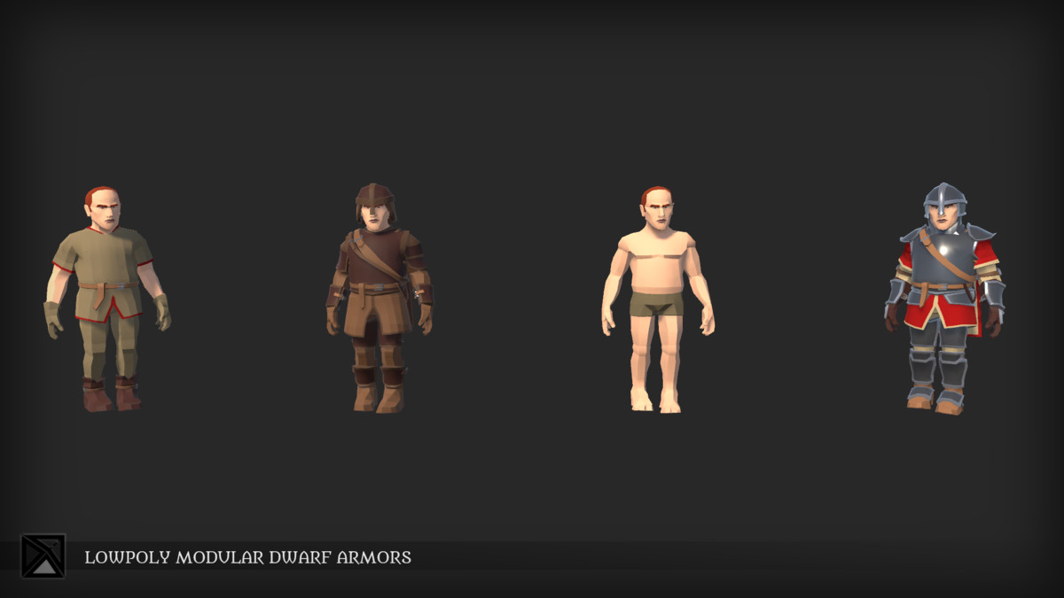 Lowpoly Dwarves Modular Armors Bundle- MEDIEVAL FANTASY SERIES