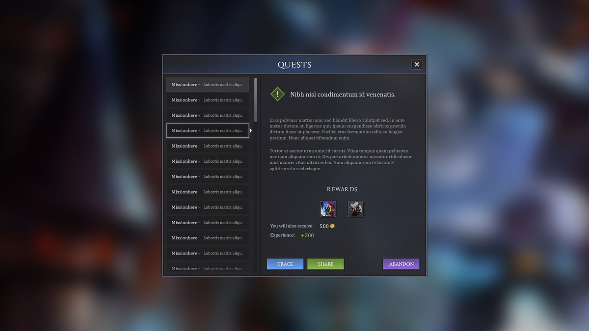 RPG & MMO One - PC and Mobile UI
