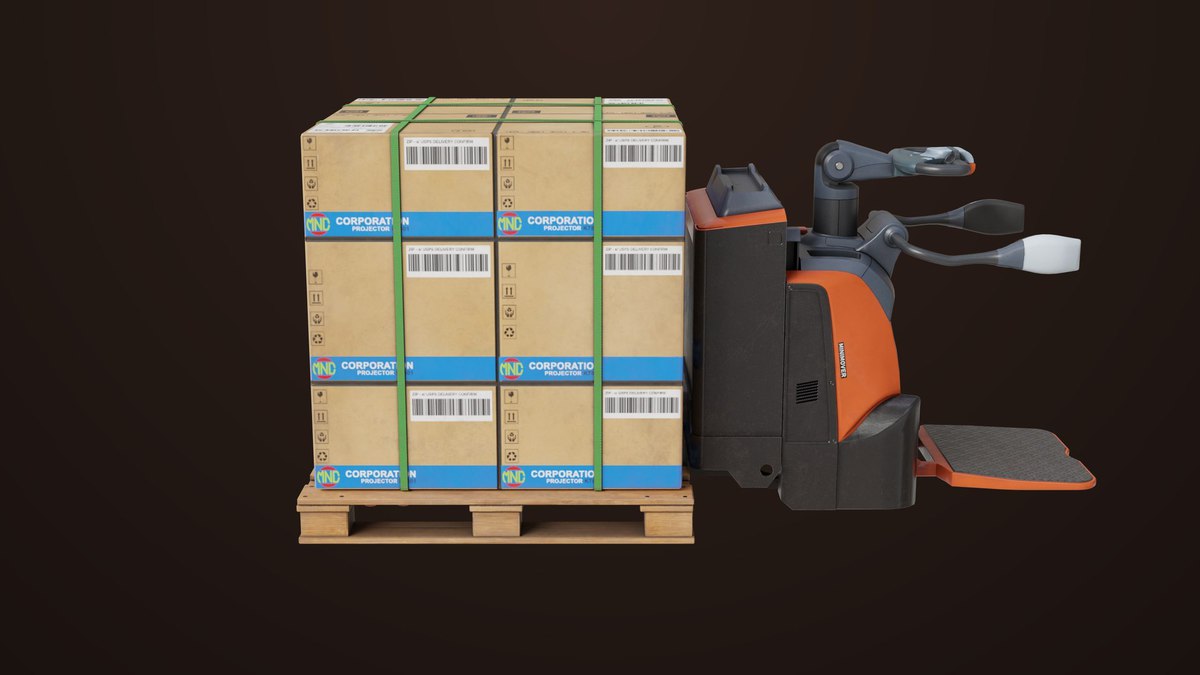 Forklift with Pallet 01 Orange URP HDRP Textures
