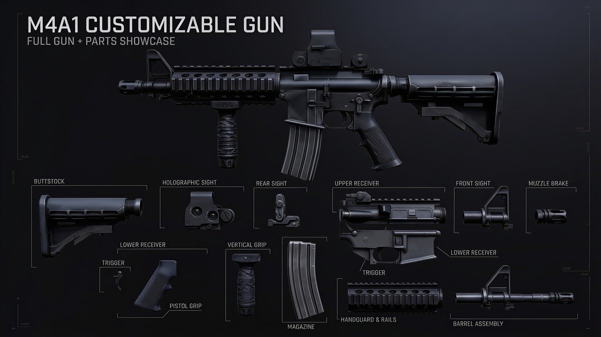 M4A1 Customizable Gun - Skins & Attachments