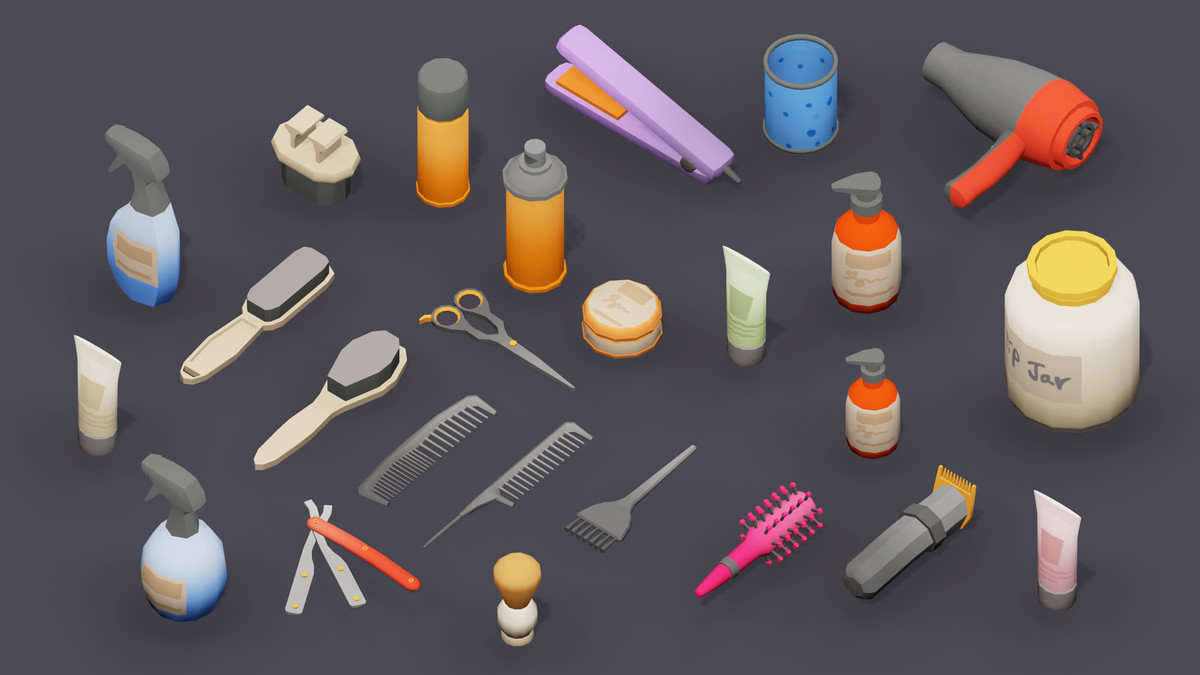 Stylized Barber Shop Props Pack