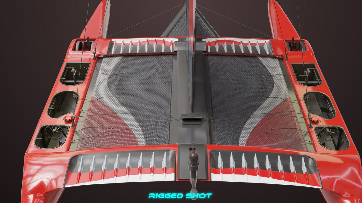 Yacht Hydrofoil Sailing Boat 02 Black URP HDRP Textures