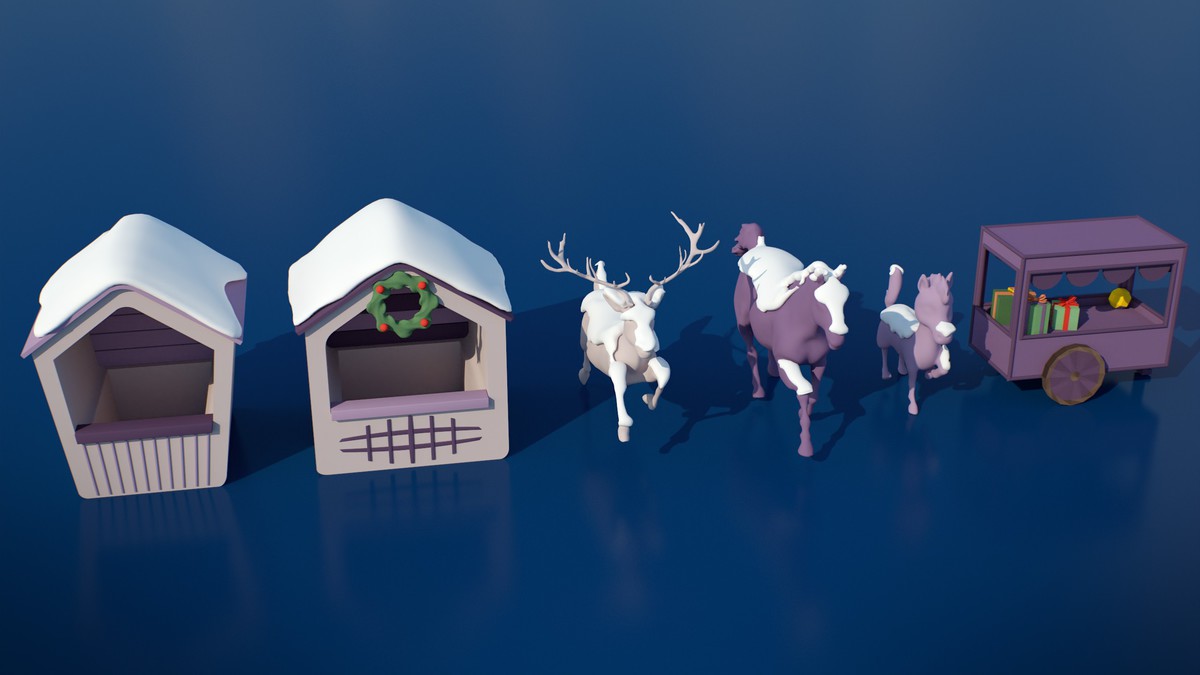 Stylized Lowpoly Winter City Asset Pack