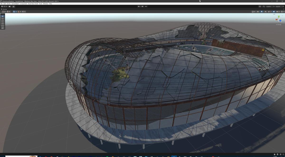 Abandoned Post-Apocalyptic Football Stadium - Modular Environment 3d Level