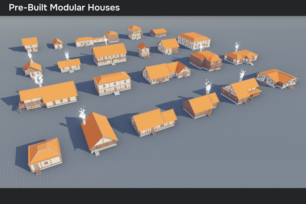 Low Poly Modular Medieval Buildings Pack