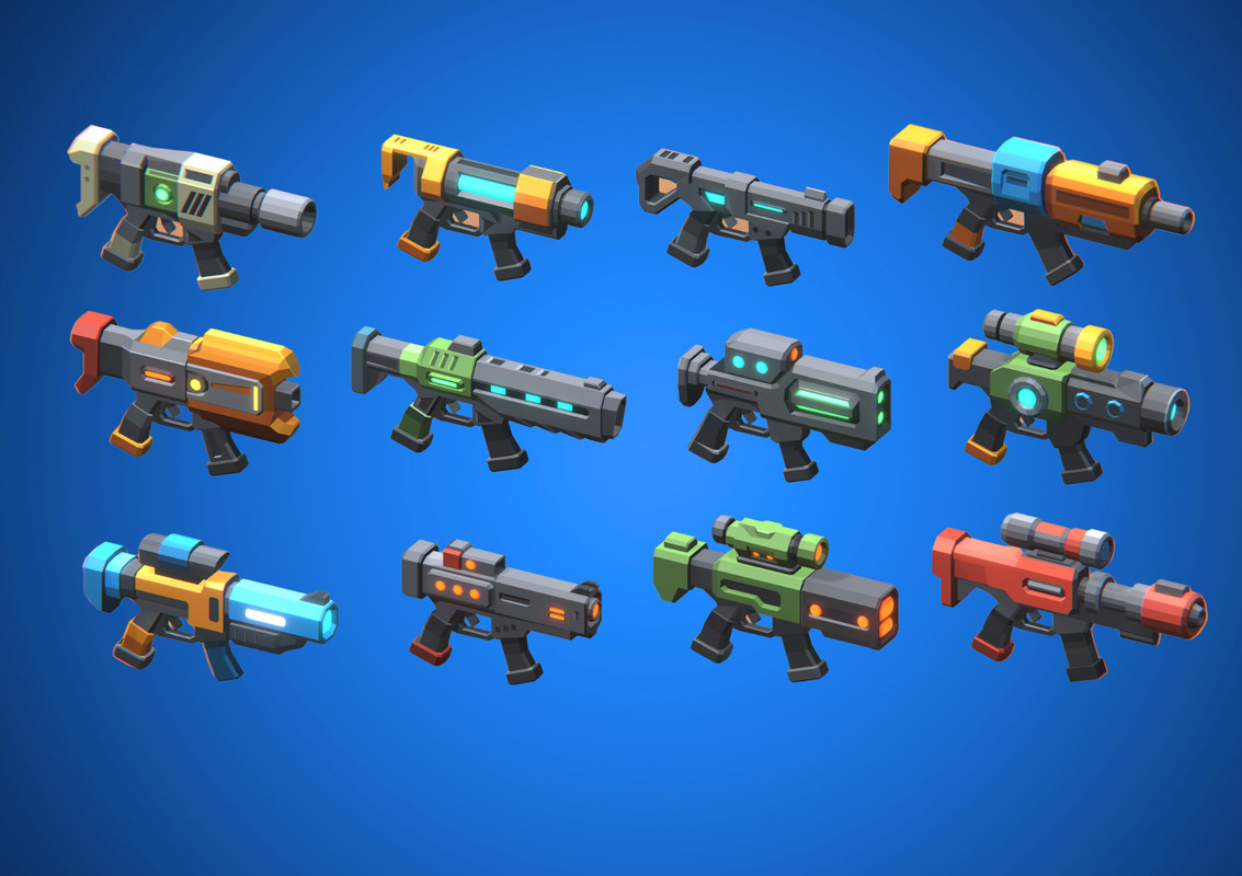Low Poly Sci-Fi Blaster Pack Vol. 2 - Retro Style