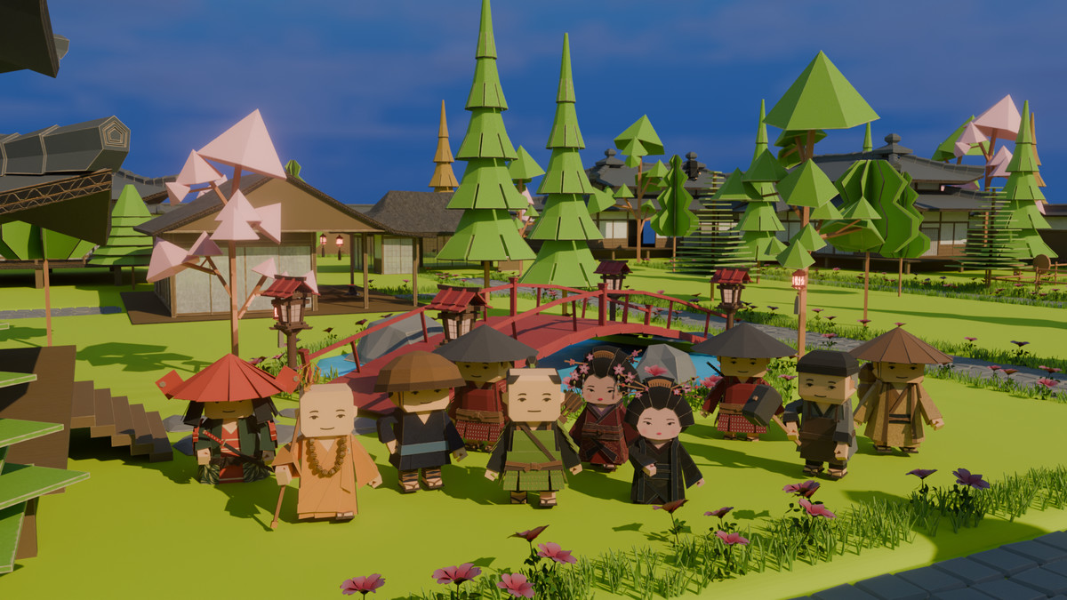 Samurai Realm : Chibi papercraft Japan feudal Asset pack