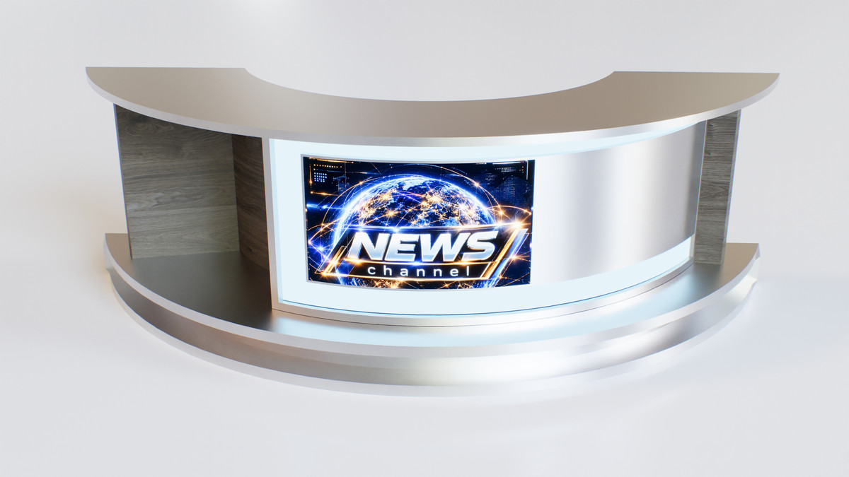 News Studio 3D Props Set - Broadcast Desks, Studio Lights, Furniture for VR