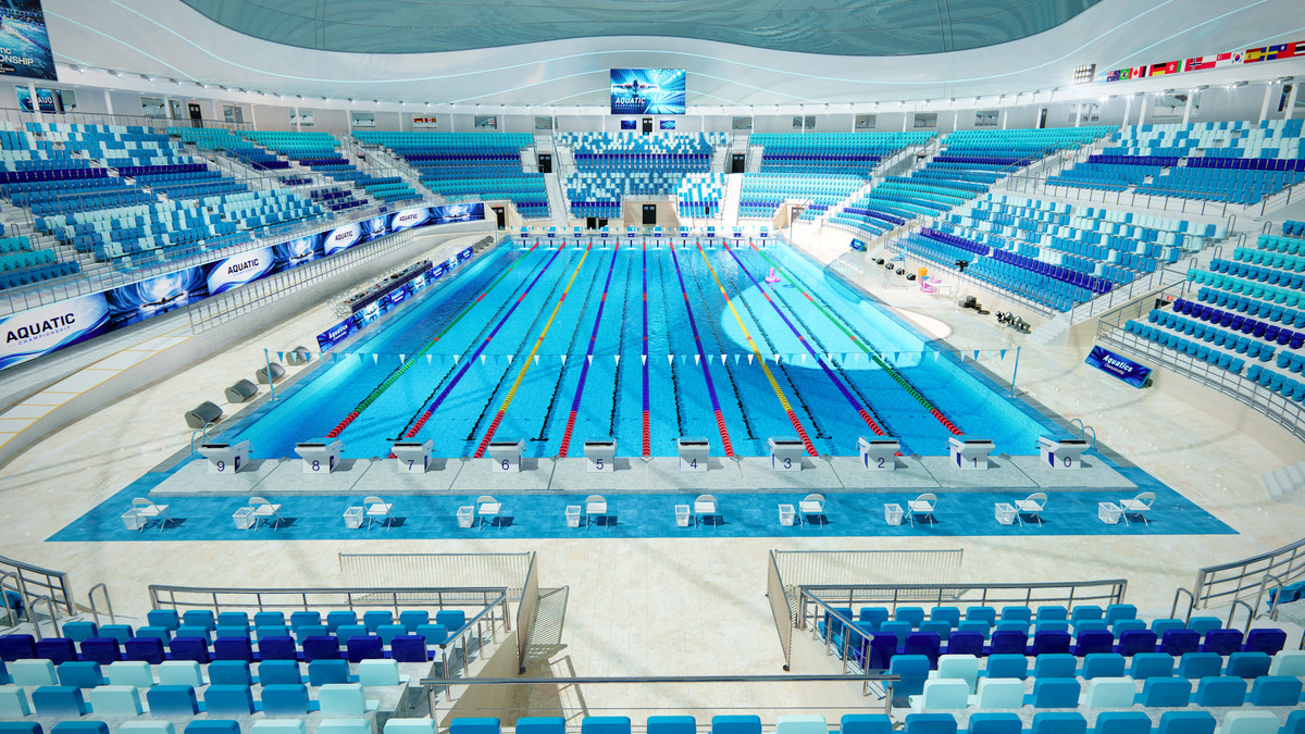 Olympic Aquatic Center Swimming Pool Modular Environment 3D