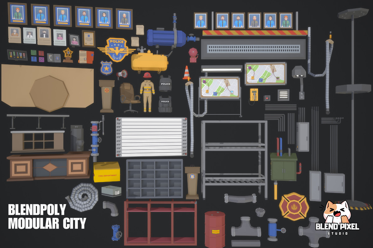 BlendPoly Modular City - Low Poly Assets