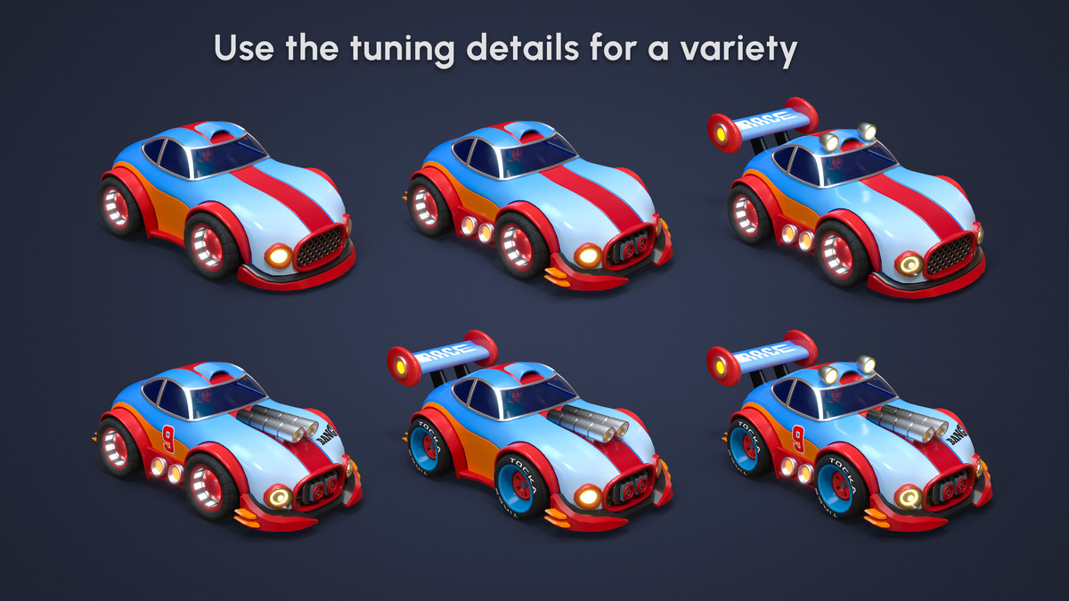Modular Racing Cars - Low Poly 3D Models