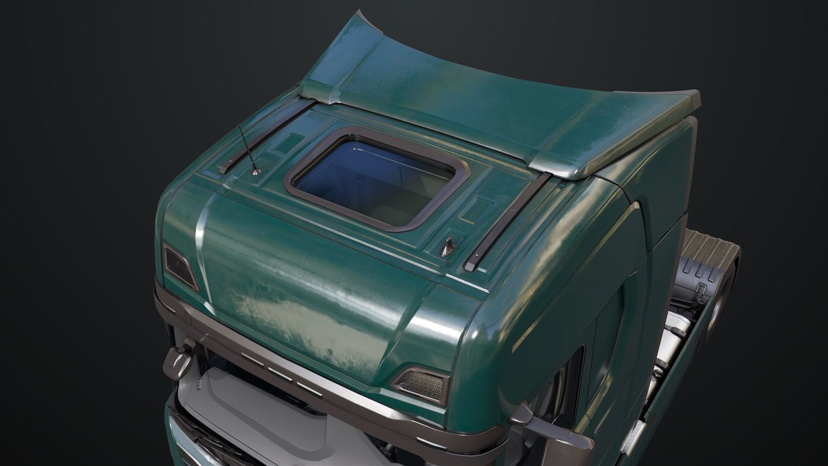 Heavy Truck Chassis 06 Interior Blue and Green URP HDRP Textures