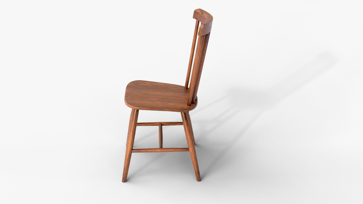 Classic Wooden Spindle Back Chair – Game Ready 3D Model by skajmera21