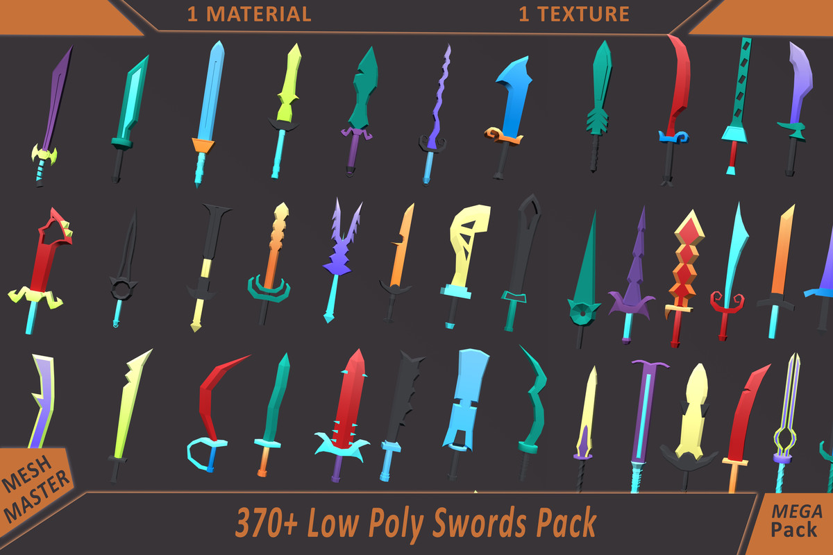 Low Poly Sword Library – 370+ Models