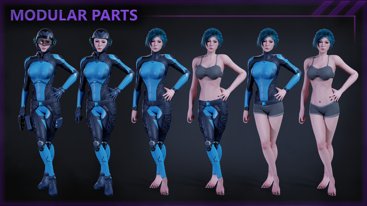 Sci-Fi Operative Woman – Modular Game Character