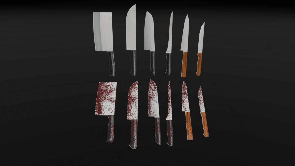 PSX Horror Melee Weapons Pack — 74 Retro Lowpoly Weapon Props(Clean + Bloody)