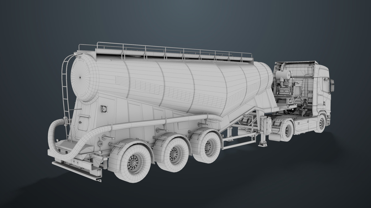 Chassis06 Cement Trailer 01 White URP HDRP Textures