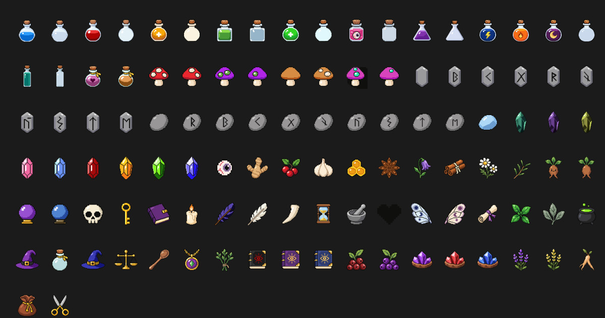 Witch Shop – Pixel Art Item Icons