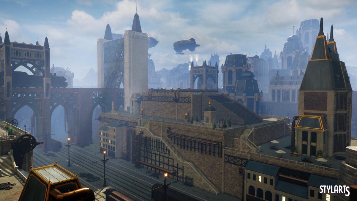 Stylized Steampunk City, image 13