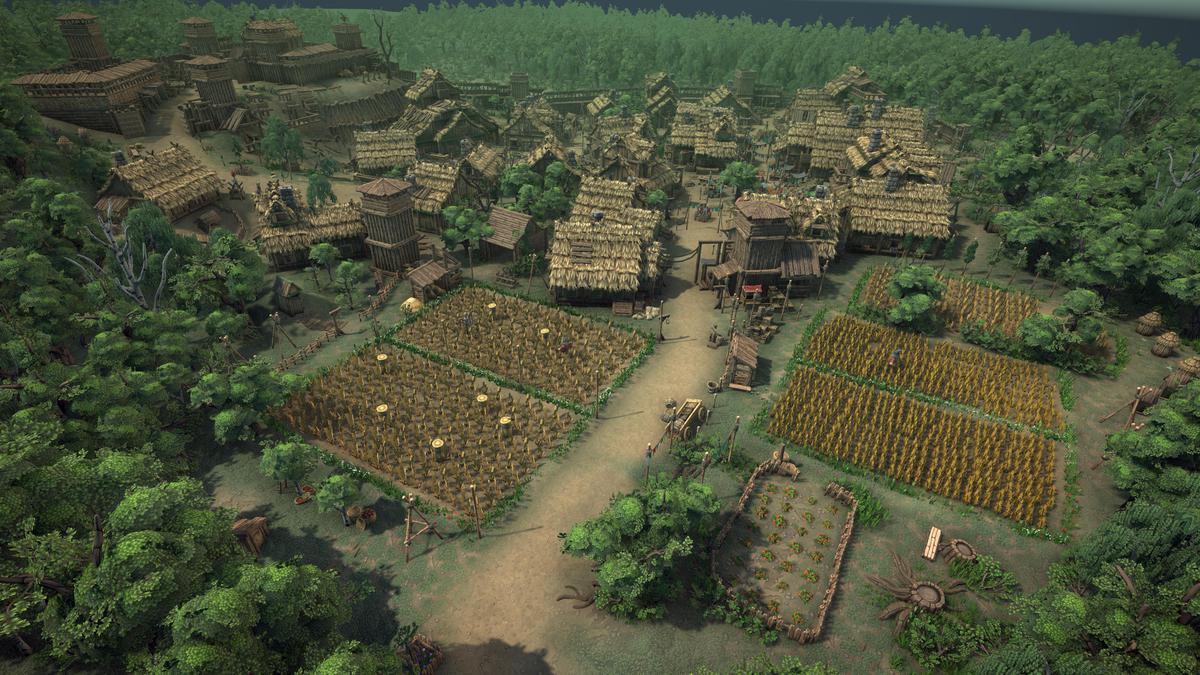 Stylized fantasy pagan village