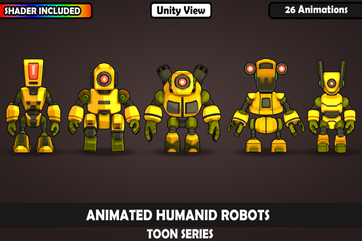 Animated Toon Robot Characters Vol. 2 – 5 Stylized Robots