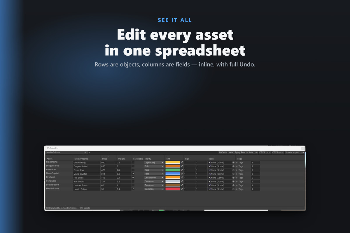 SO DataGrid - ScriptableObject Spreadsheet Editor