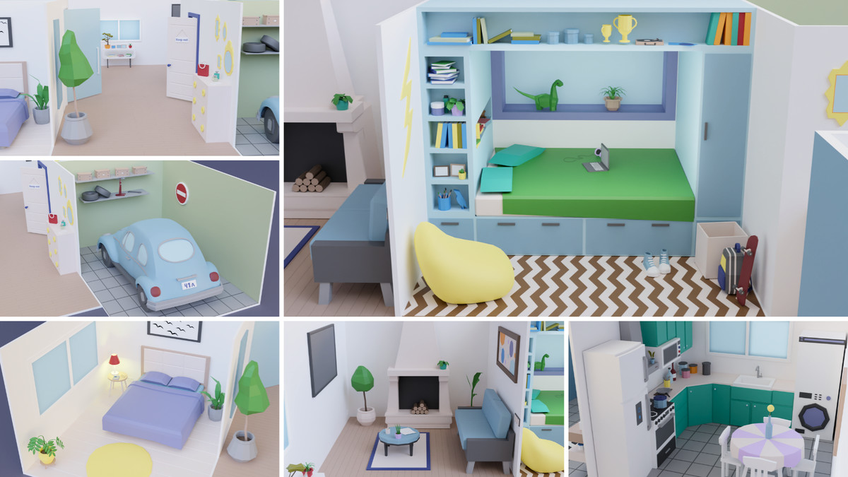 Low Poly Apartments Interiors Pack