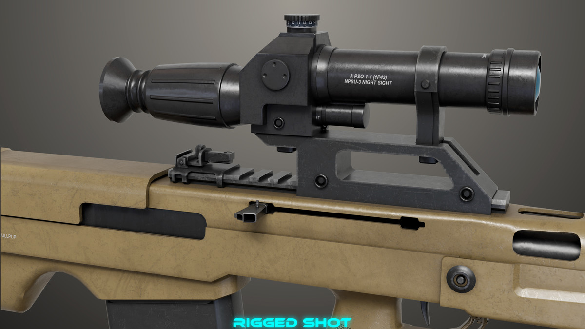 Sniper 05 Black and Sandal Single Mat URP HDRP Textures