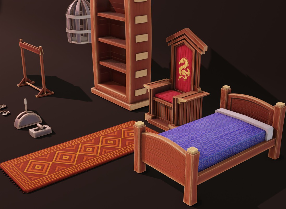Stylized Fantasy Interiors – Low Poly 3D Props Pack (Built-in)