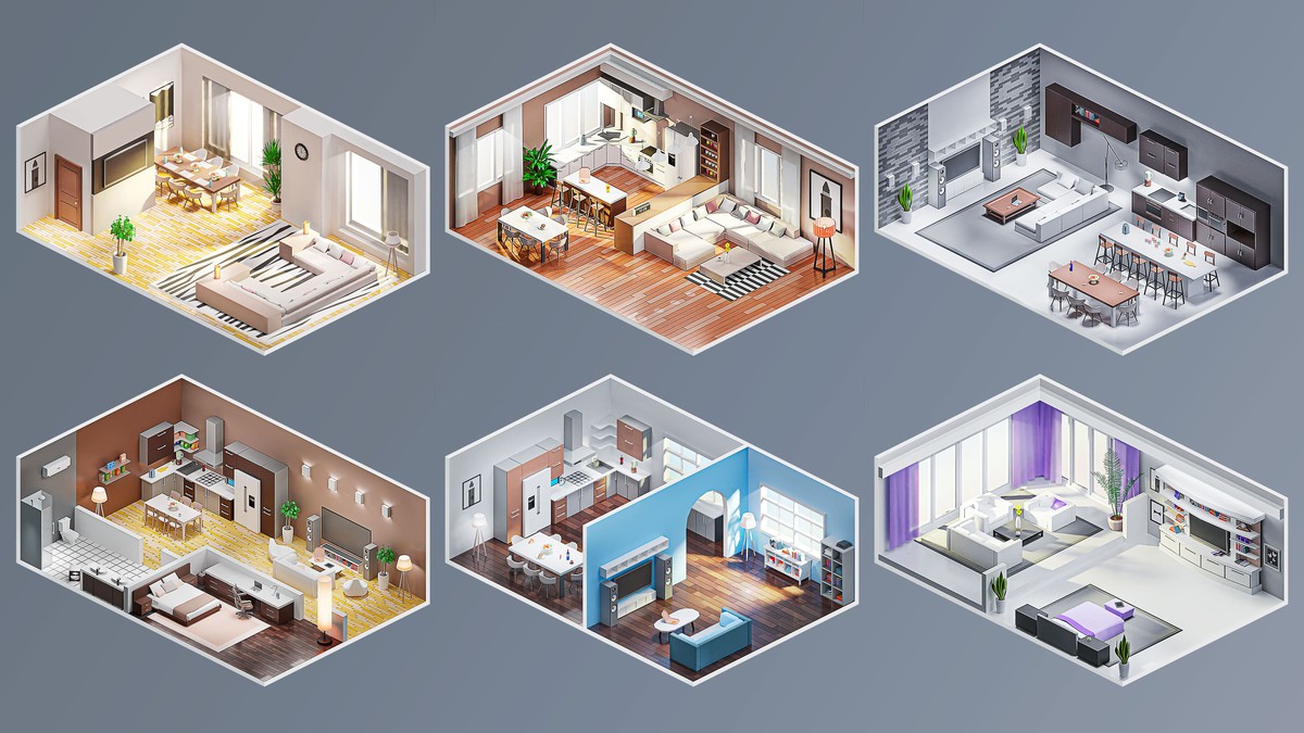 Interior 7 - Low Poly 3D Models Pack