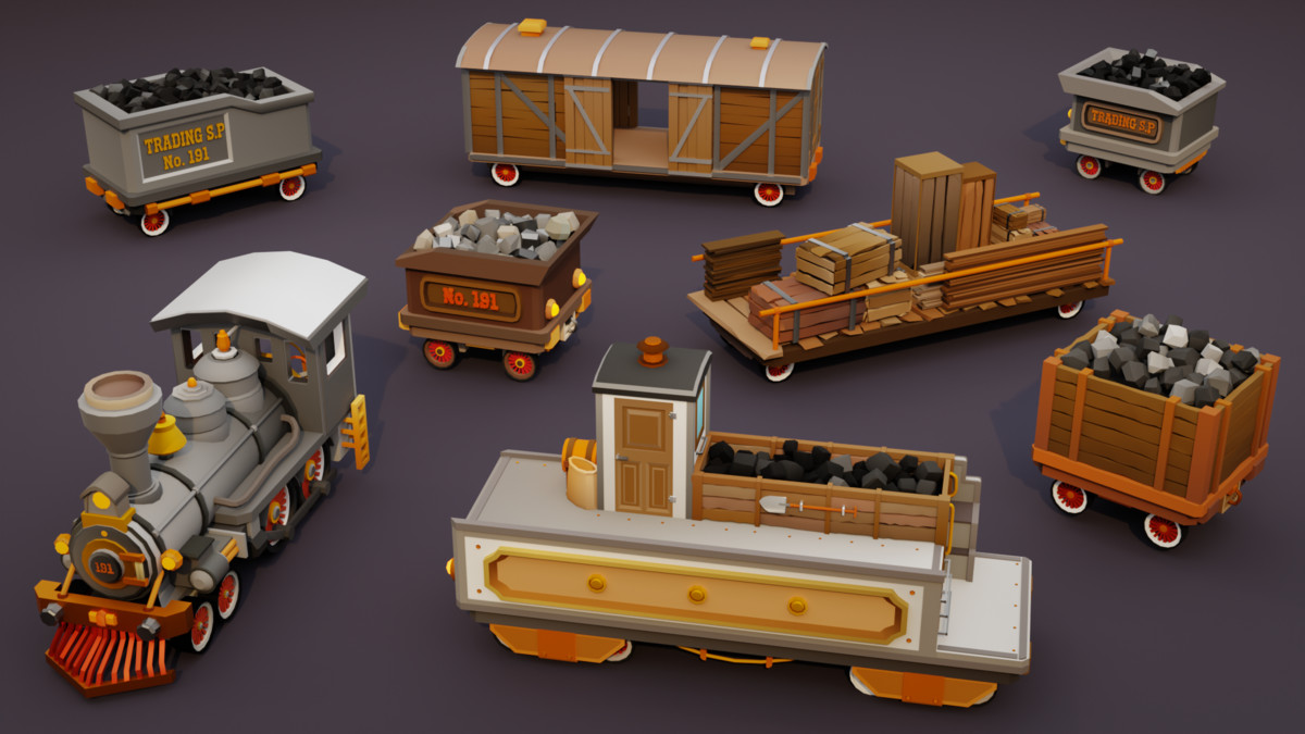 Low Poly Wild West Train Pack