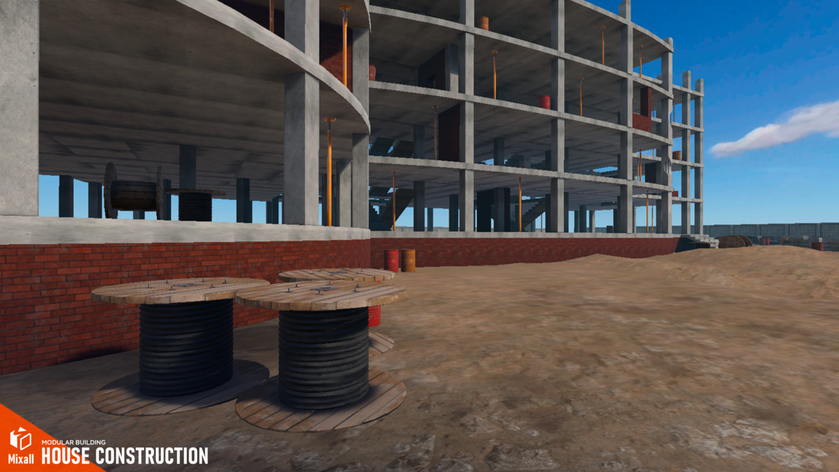 Construction sites, equipment and builders