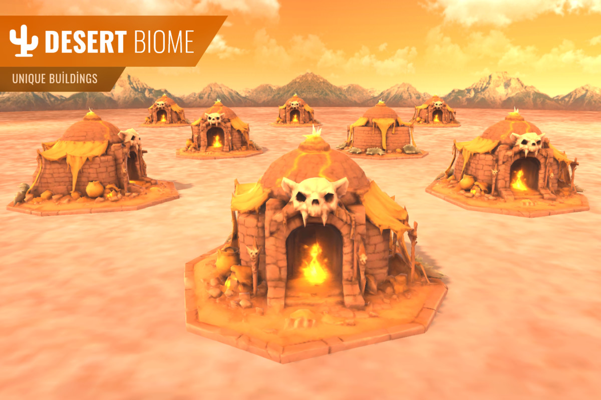 Stylized Building Pack – Multi Biome (LOD, Optimized, Atlas)