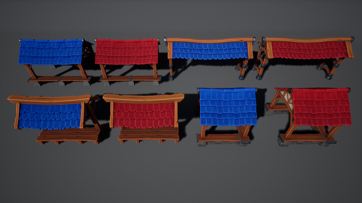 Stylized Market Pack – Fantasy Environment Props – Game Ready