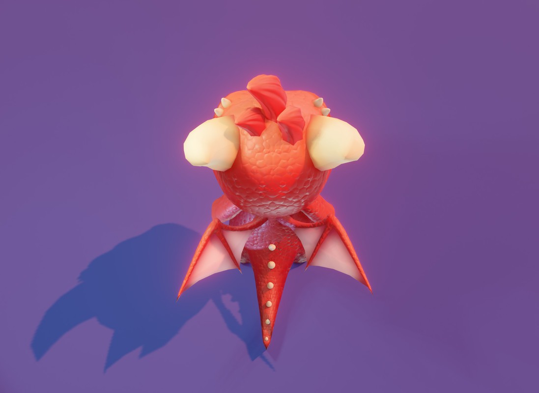 Cartoon Red Baby Dragon 3D Model & 5 Music Tracks & 36 Sound Effects (Built-in)