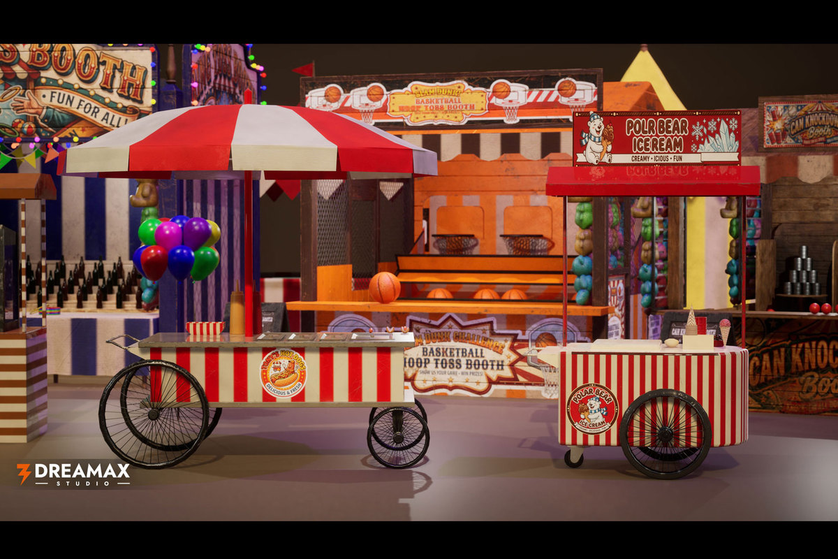 Carnival & Funfair Stalls - Game Booths, Food Carts, Circus & Festival Props