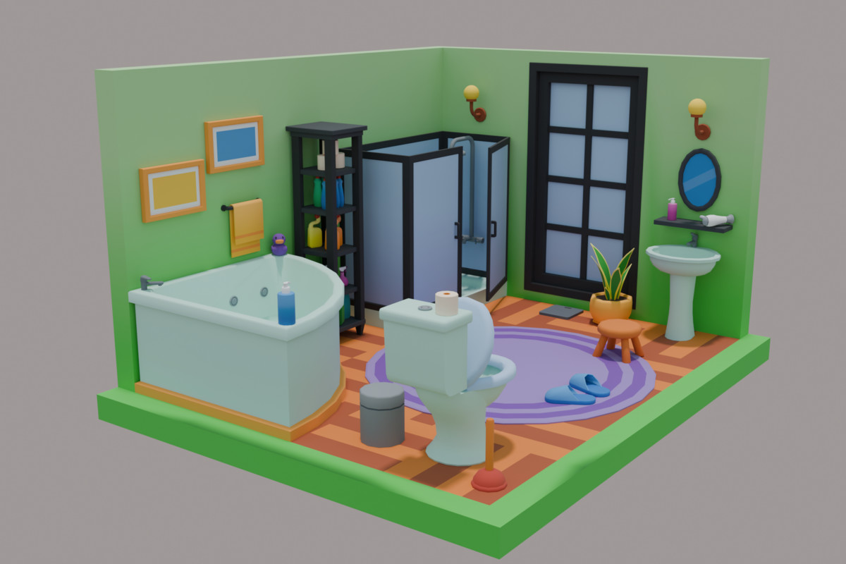 Low Poly Modular Bathroom Pack (550+ Props)