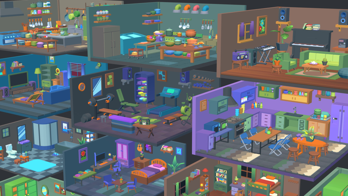 Cute Low Poly Furniture Pack - Colorful Interior Props
