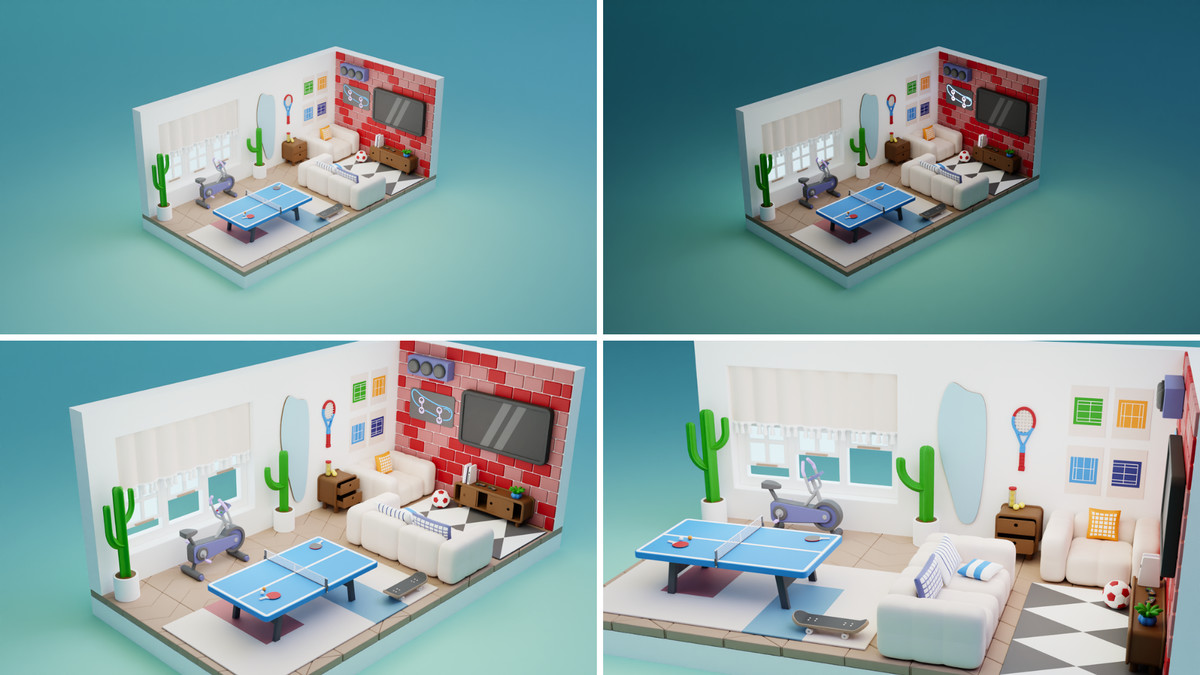 Cartoon Interactive Rooms & Furniture - Cozy Interior Pack