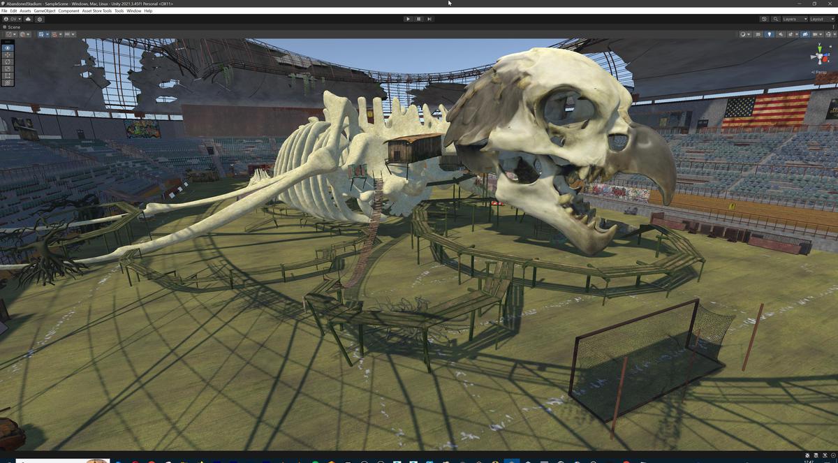 Abandoned Post-Apocalyptic Football Stadium - Modular Environment 3d Level