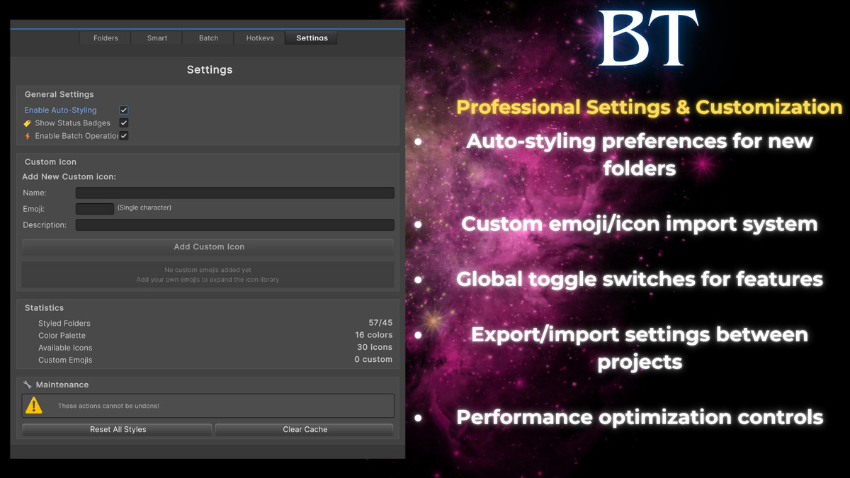 BT-FoldersPal: Smart Visual Project Organizer For Unity