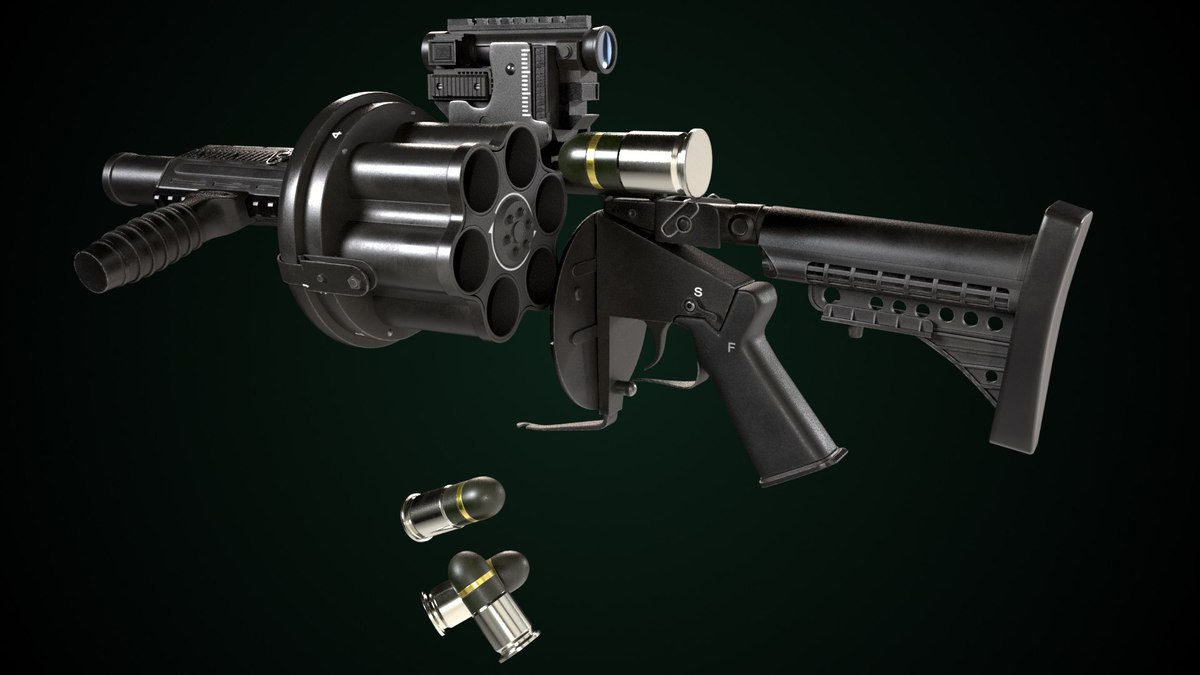 Grenade Launcher 01 Black URP HDRP Textures