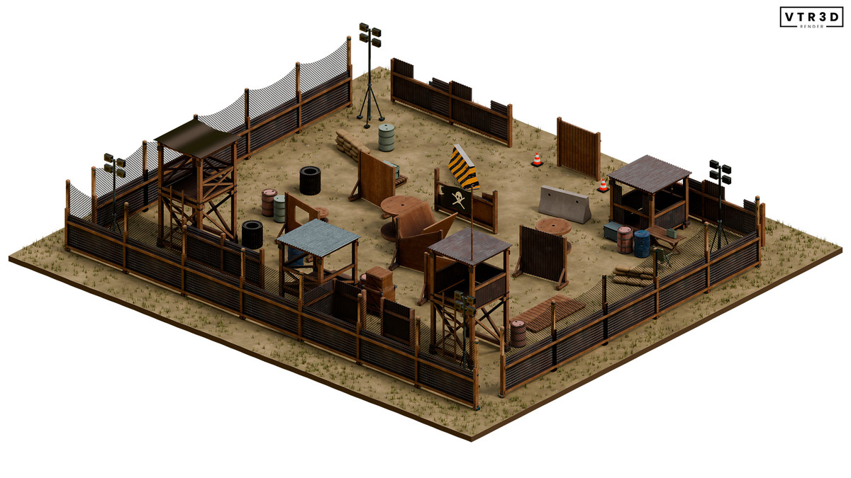 Paintball Field Modular Pack - 74 Textured Environment Assets