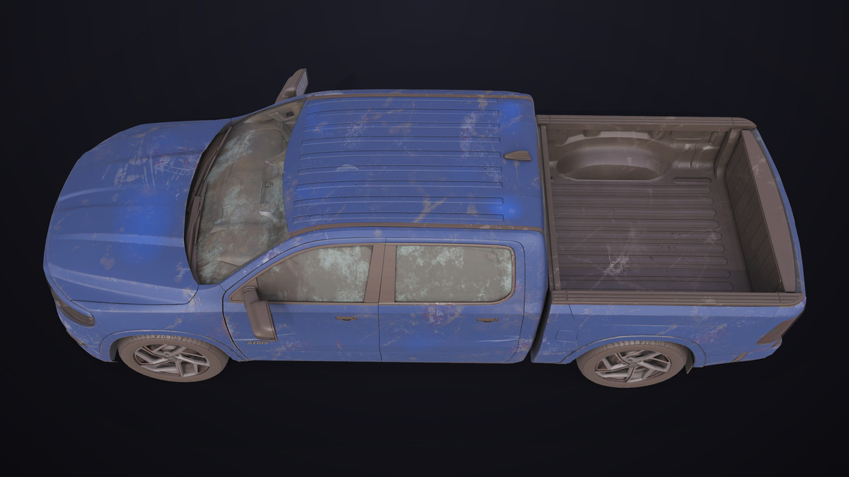 Pickup Truck 03 Blue Dusty URP HDRP Textures