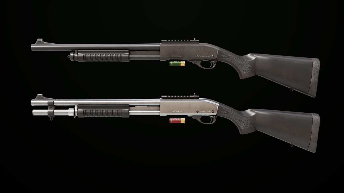 Long Shotgun 01 Black And Silver Single Mat URP HDRP Textures