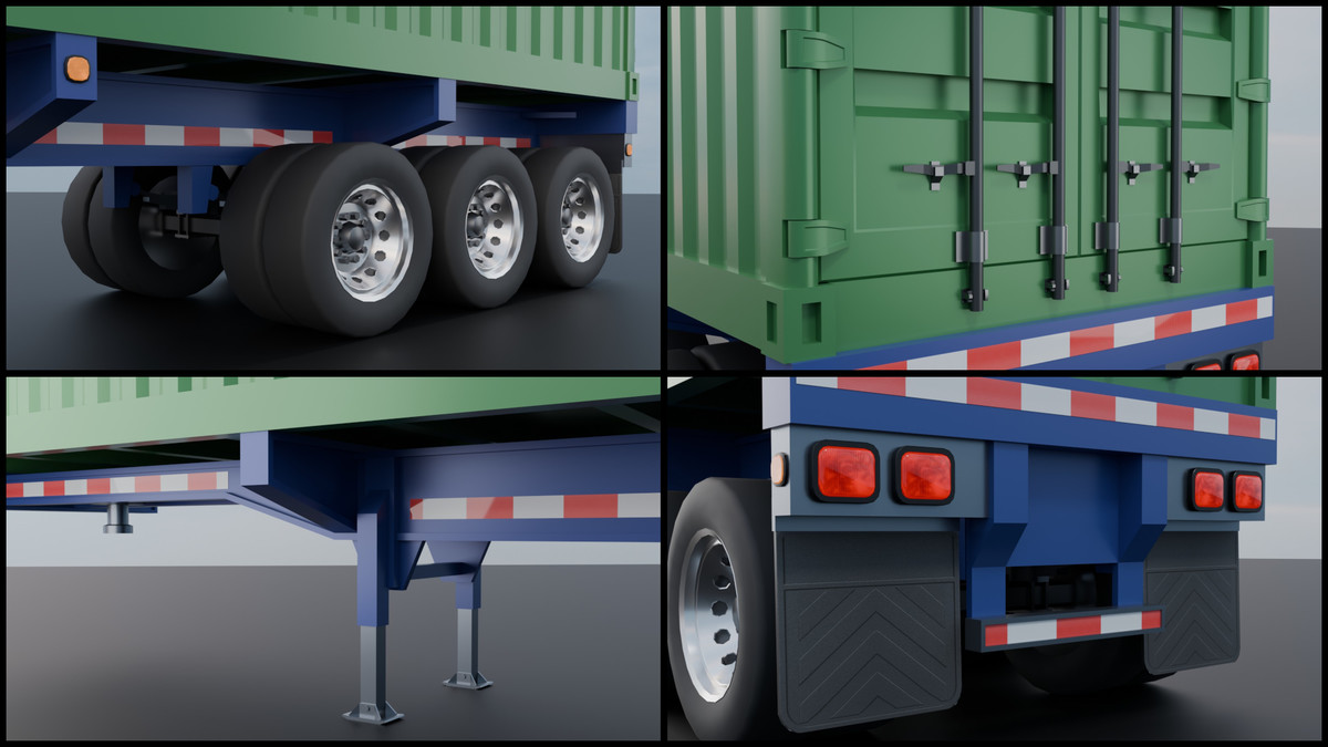 Realistic American Semi Truck Mega Pack (Box, Container & Tanker Trailers)