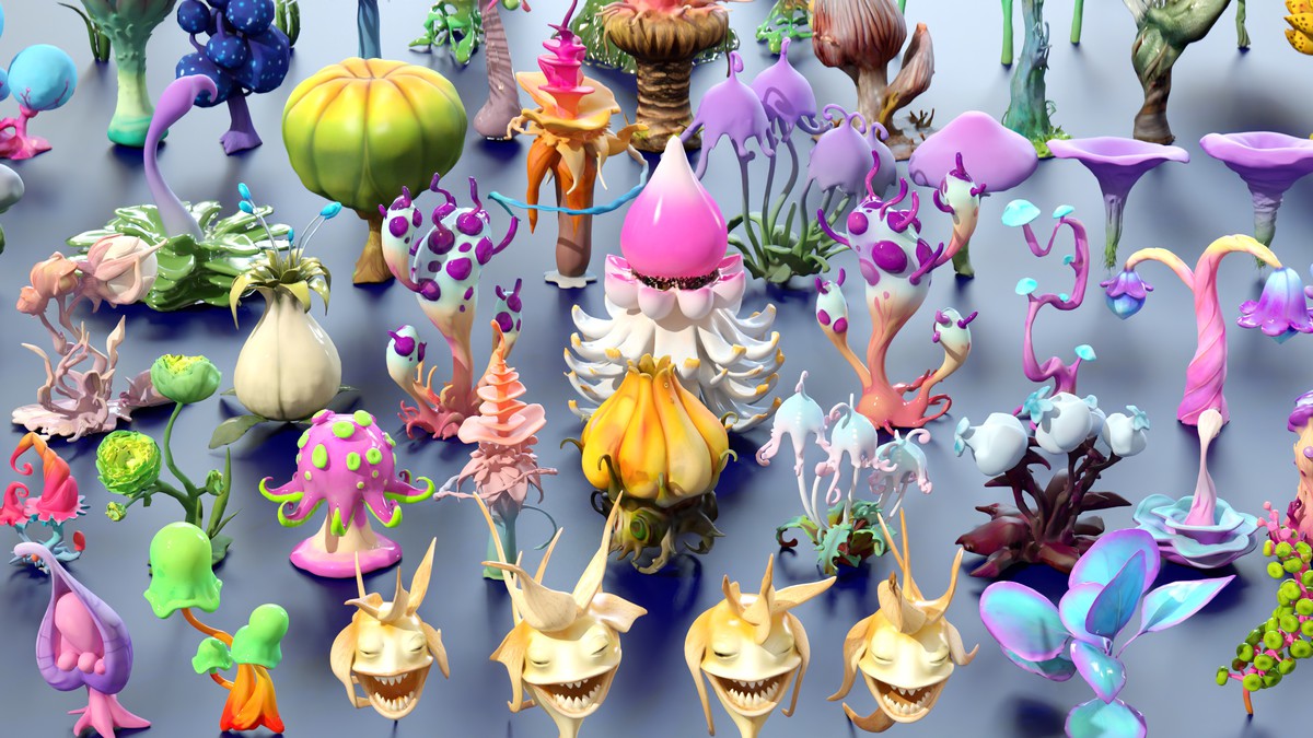Fantasy Funny Stylized Magical Flora Plants - Low Poly Pack (118 3d models)