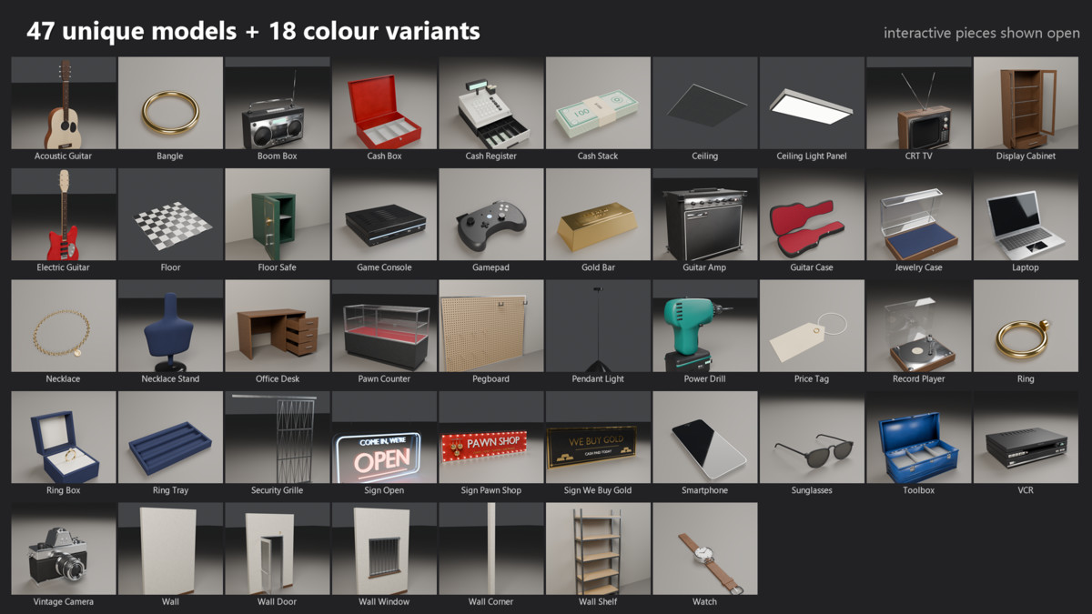 Pawn Shop Kit: Interactive Props & Modular Room
