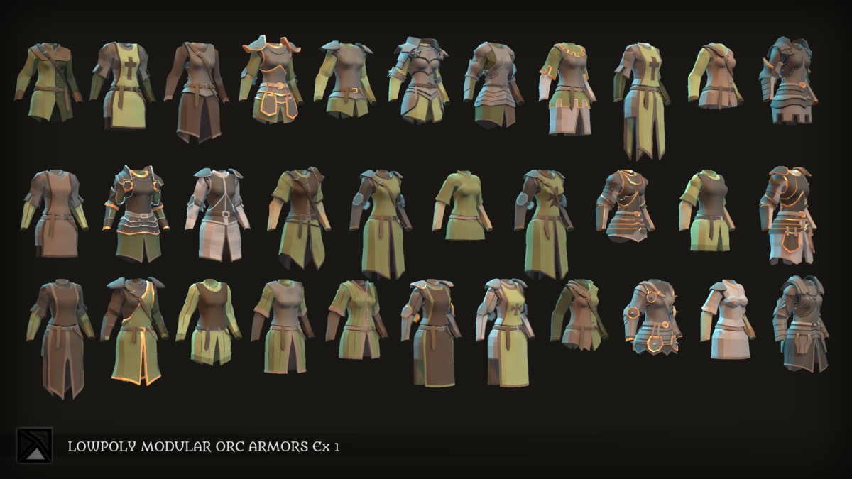 Low Poly Orc Modular Armors Bundle - LOWPOLY MEDIEVAL FANTASY SERIES