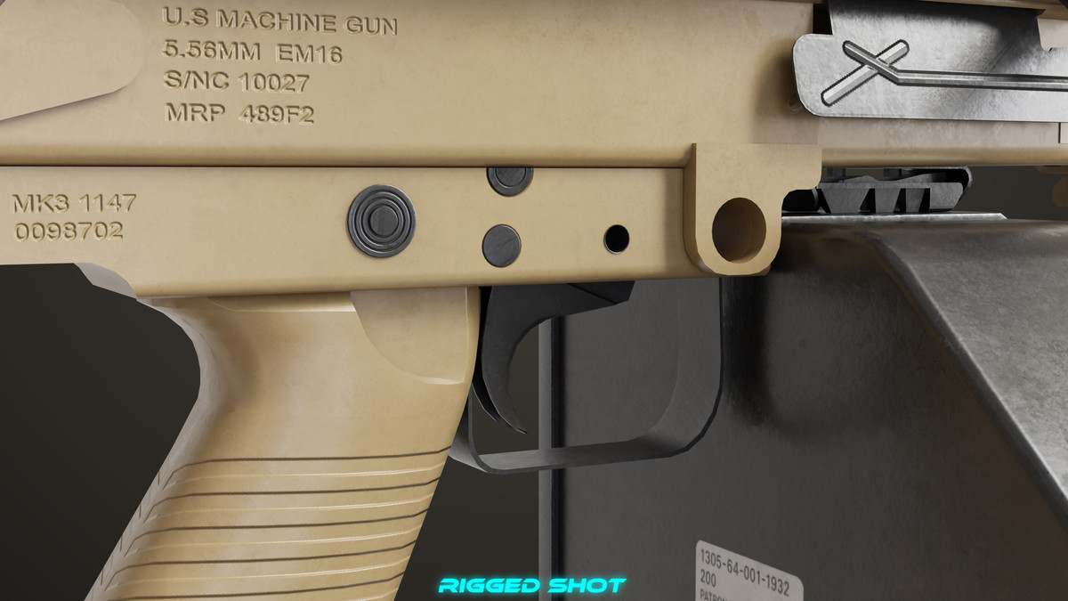 Machine Gun Sandal and Black Ammo Box URP HDRP Textures